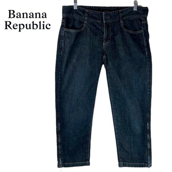 Banana Republic Skinny Leg Dark Wash Crop Boho Jeans Size 6 - Picture 1 of 12